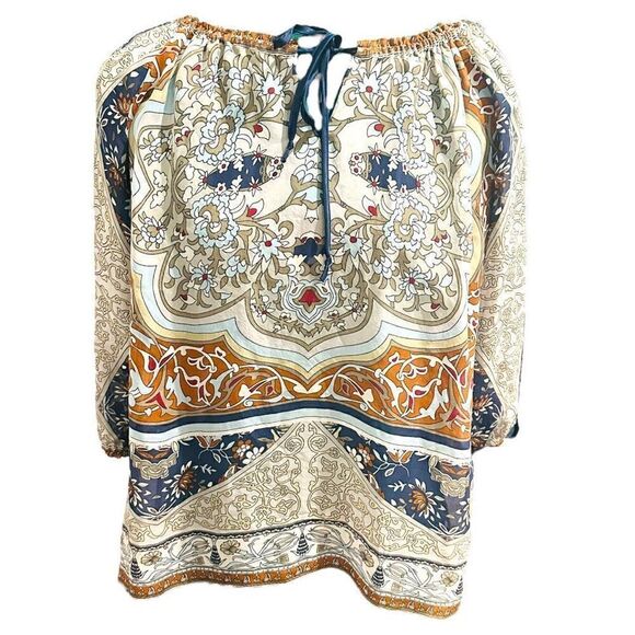 HALE BOB Silk Off Shoulder Blouse Size Medium - Picture 1 of 9